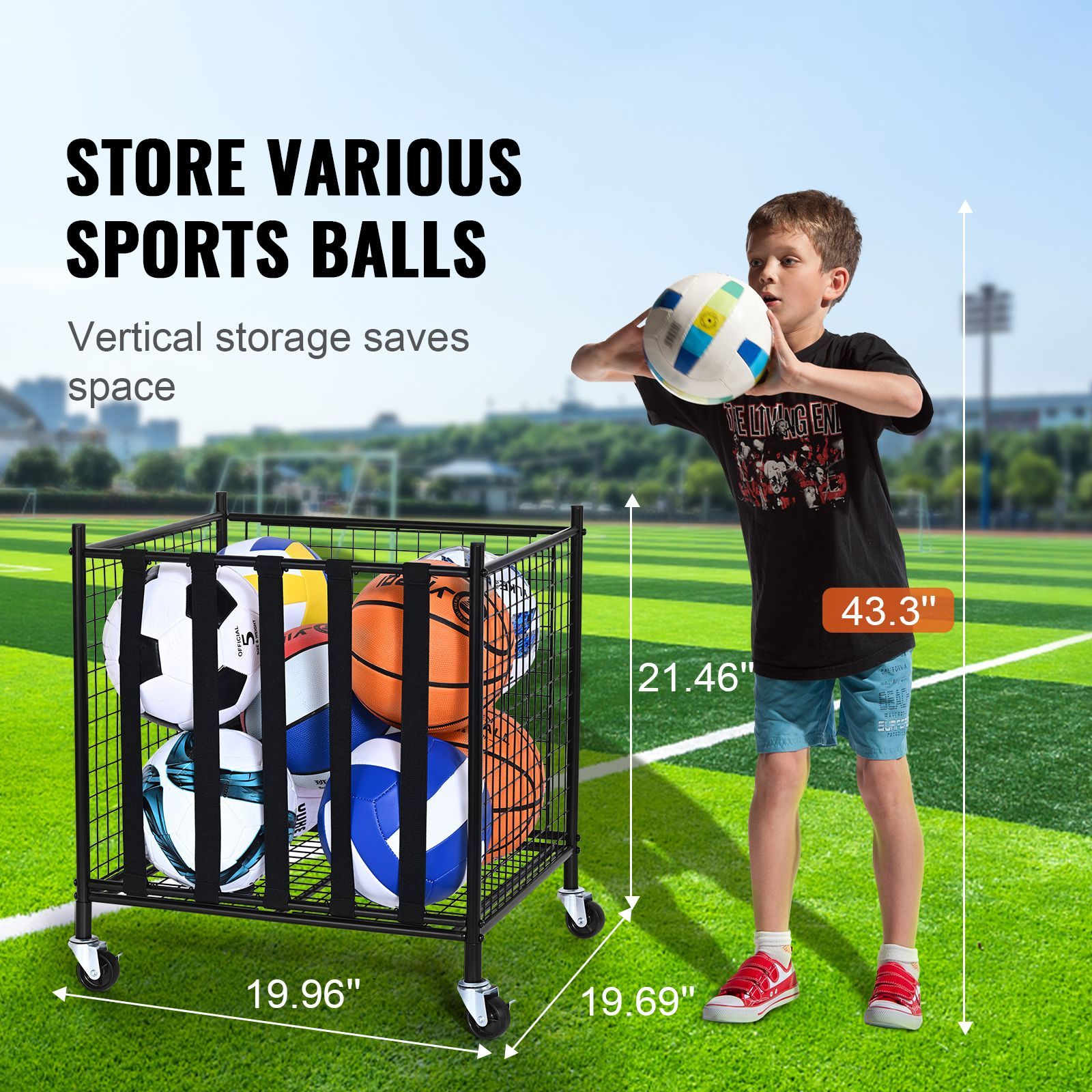 롤링 스포츠 공 보관 카트, 탄성 스트랩이 있는 잠금식 - Sports Equipment Garage Organizer 리뷰 및 가격