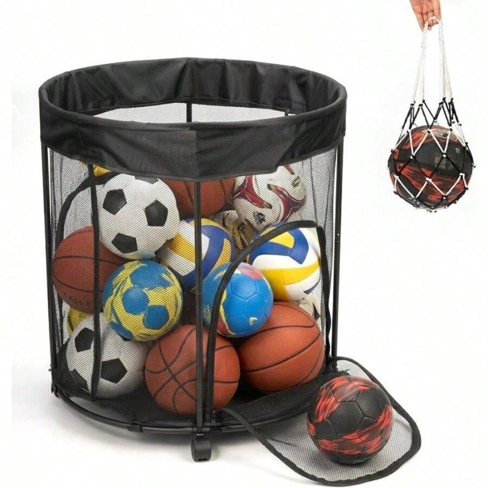 51.36갤런 볼 보관 카트(바퀴 포함), 농구, 축구 - Sports Equipment Garage Organizer 리뷰 및 가격