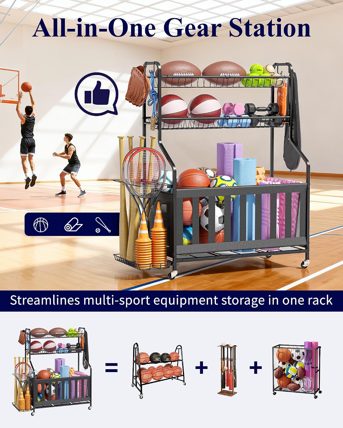 스포츠 장비 보관 정리함, 농구공 및 배트용 롤링형 차 - Sports Equipment Garage Organizer 리뷰 및 가격